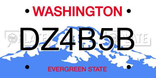 DZ4B5B Washington License Plate