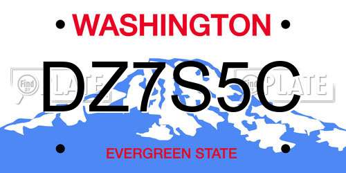 DZ7S5C Washington License Plate