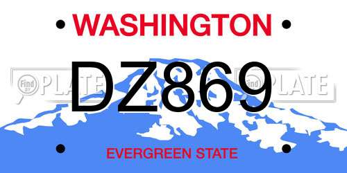 DZ869 Washington License Plate