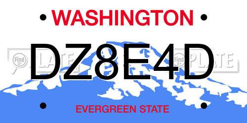 DZ8E4D Washington License Plate