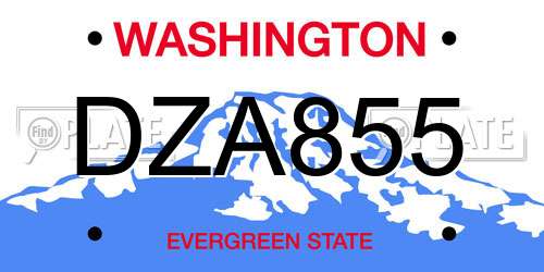DZA855 Washington License Plate