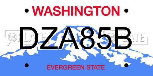 DZA85B Washington License Plate