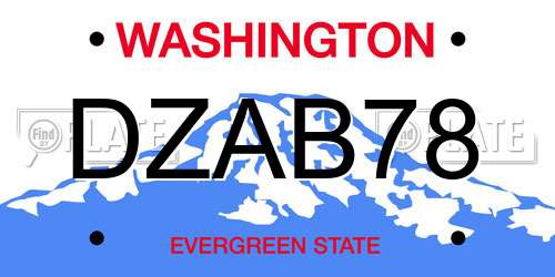 DZAB78 Washington License Plate