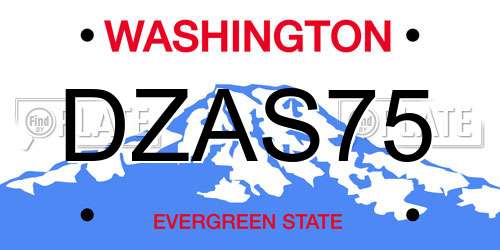 DZAS75 Washington License Plate