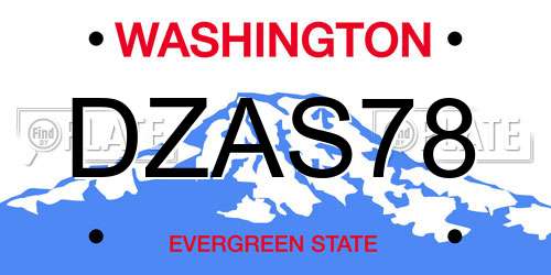 DZAS78 Washington License Plate