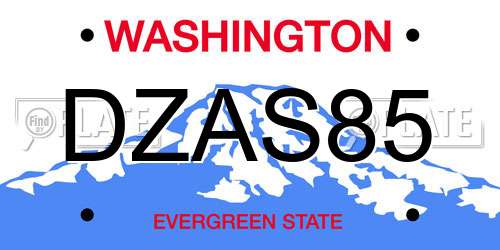 DZAS85 Washington License Plate