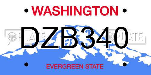 DZB340 Washington License Plate