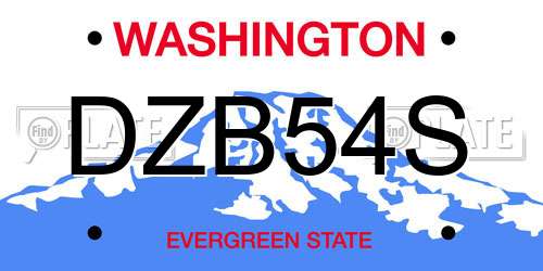 DZB54S Washington License Plate