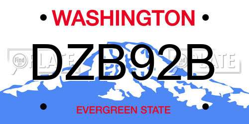 DZB92B Washington License Plate