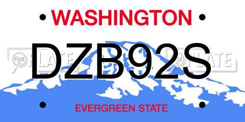 DZB92S Washington License Plate