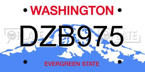 DZB975 Washington License Plate