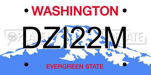 DZI22M Washington License Plate