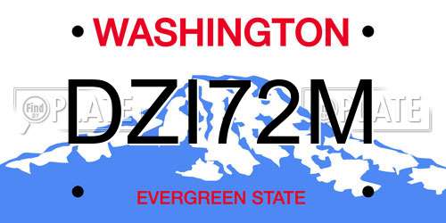 DZI72M Washington License Plate