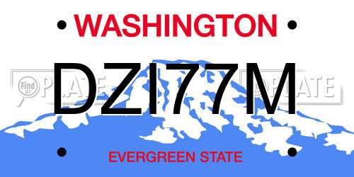DZI77M Washington License Plate