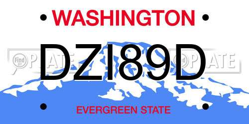 DZI89D Washington License Plate