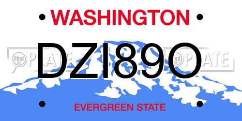 DZI89O Washington License Plate