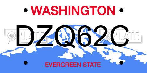 DZQ62C Washington License Plate