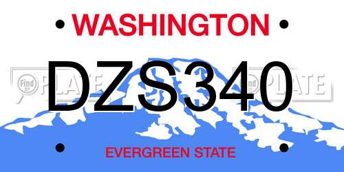 DZS340 Washington License Plate