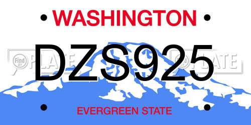 DZS925 Washington License Plate