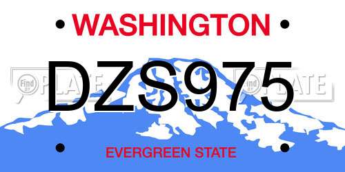 DZS975 Washington License Plate