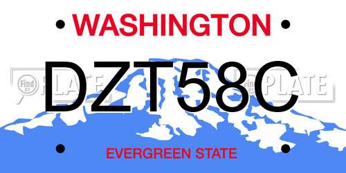 DZT58C Washington License Plate