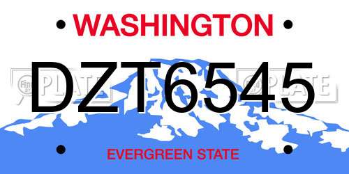 DZT6545 Washington License Plate