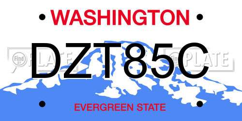 DZT85C Washington License Plate
