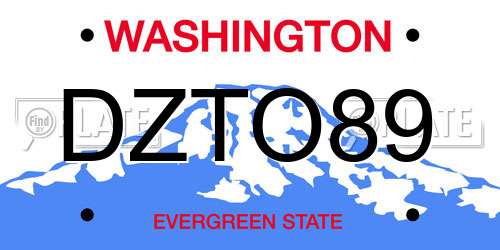 DZTO89 Washington License Plate