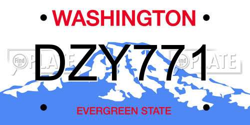 DZY771 Washington License Plate