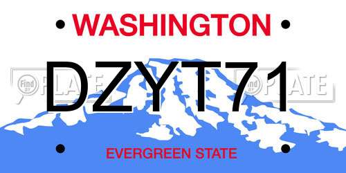 DZYT71 Washington License Plate