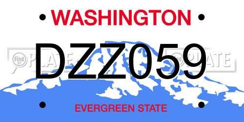 DZZ059 Washington License Plate