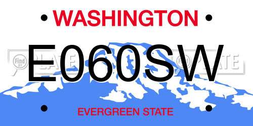 E060SW Washington License Plate
