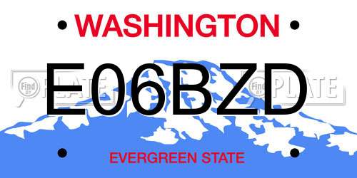 E06BZD Washington License Plate