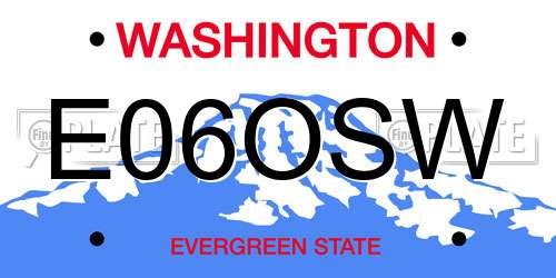 E06OSW Washington License Plate