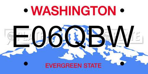 E06QBW Washington License Plate