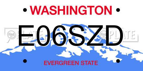 E06SZD Washington License Plate