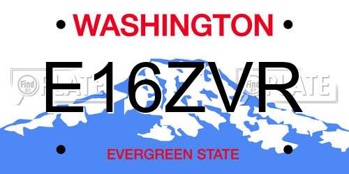 E16ZVR Washington License Plate