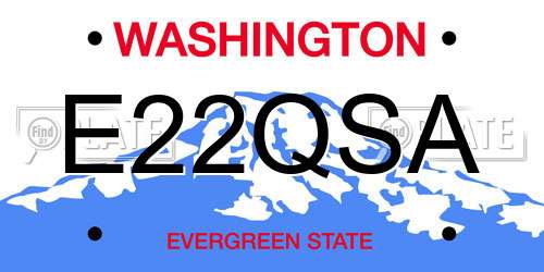 E22QSA Washington License Plate
