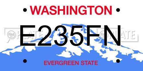 E235FN Washington License Plate