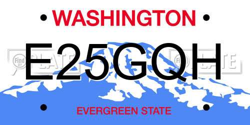 E25GQH Washington License Plate