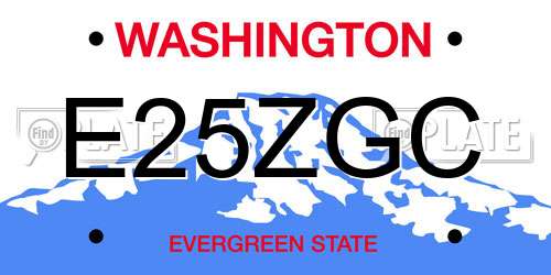 E25ZGC Washington License Plate