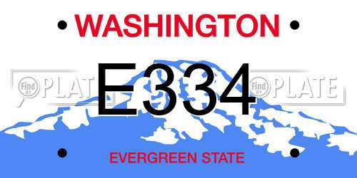 E334 Washington License Plate