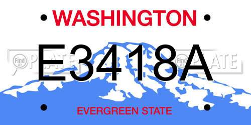 E3418A Washington License Plate
