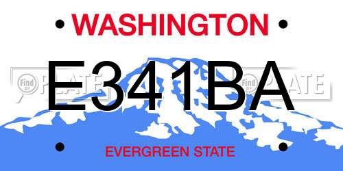E341BA Washington License Plate