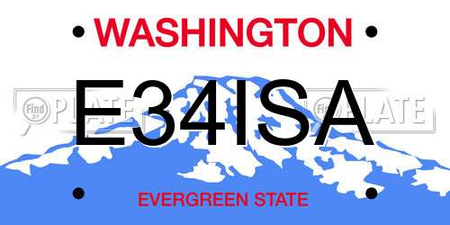 E34ISA Washington License Plate