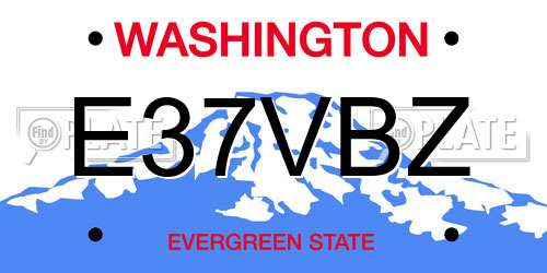 E37VBZ Washington License Plate