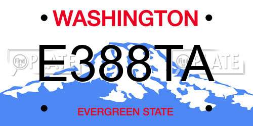 E388TA Washington License Plate