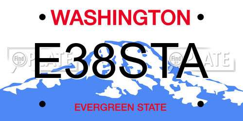 E38STA Washington License Plate