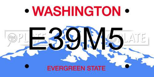 E39M5 Washington License Plate
