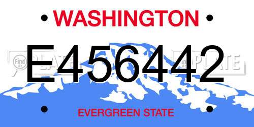 E456442 Washington License Plate